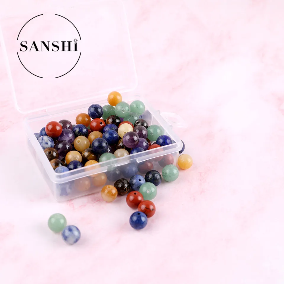 High Quality Natural OEM  Wholesale 8mm Gemstone Bead Loose Bead Tiger Eye Stone Lapis Amethyst Seven Chakra Beads