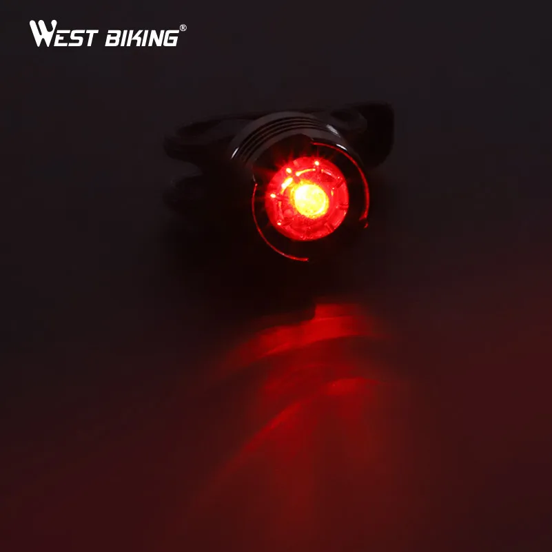 WEST BIKING Mini Safety 50 Meters Visible 3 Modes Double LED Bike Rear light Waterproof 240 degrees Visible Bicycle Front Light