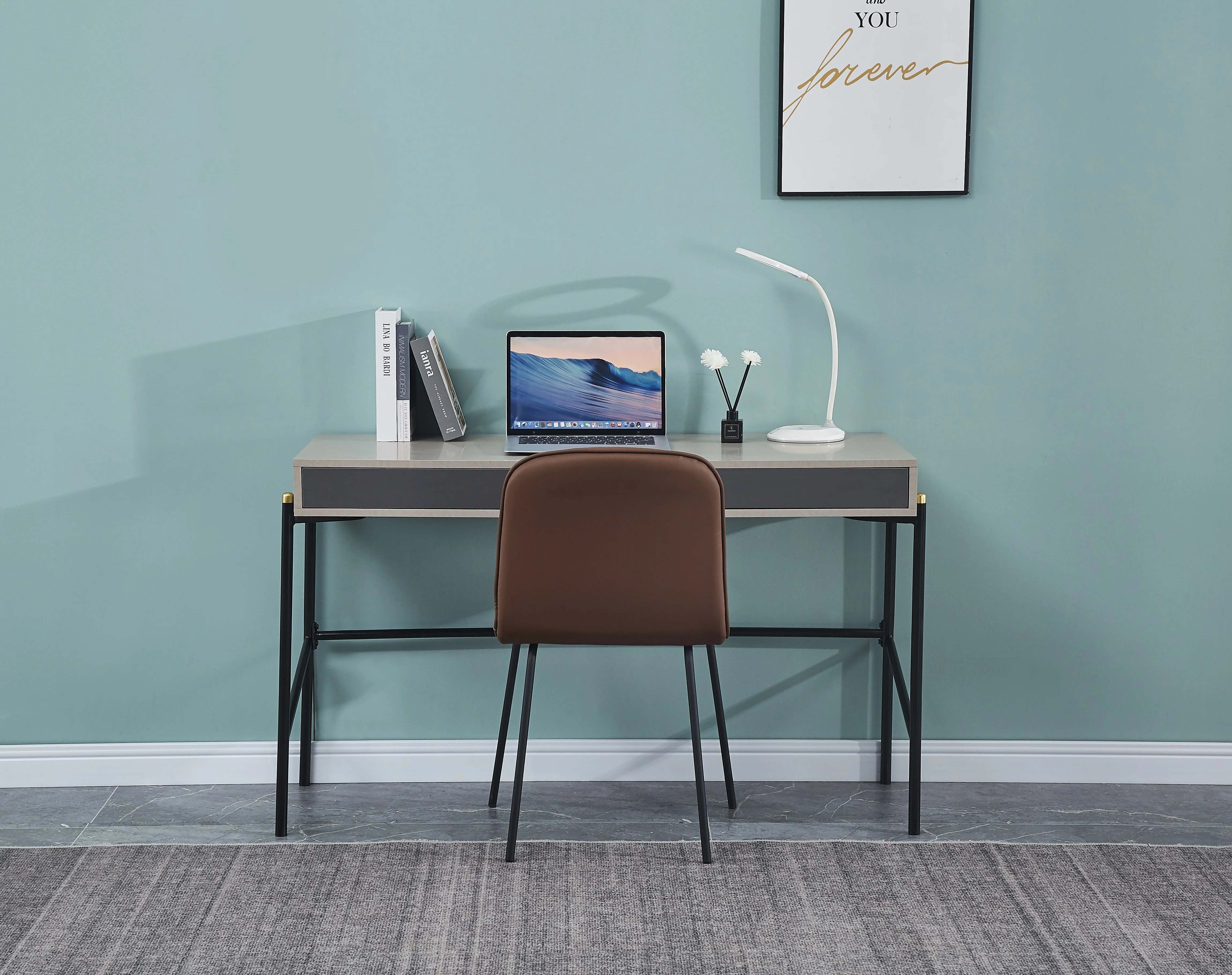 New design modern style leather dining chair comfortable durable iron legs