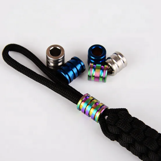 Camping Rainbow Titanium Knife Bead EDC Umbrella Rope Buckle Lanyard Keychain Paracord Beads