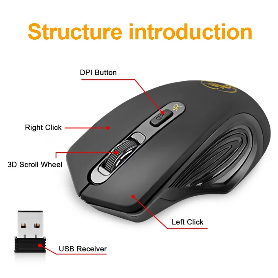 Wireless Mouse USB Computer Mouse Silent Ergonomic Mouse 2000 DPI Optical  Gamer Noiseless Mice Wireless For PC Laptop