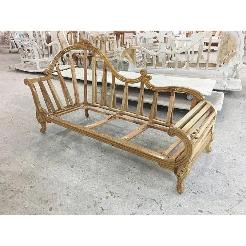 MO LAN European style  Chaise longue Neoclassical beauty bed  American princess cloth deck chair Lazy solid wood concubine sofa