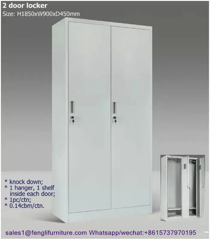 Supermarket School SPA Gym Ski Locker 2 Door Steel Locker metal wardrobe cabinet