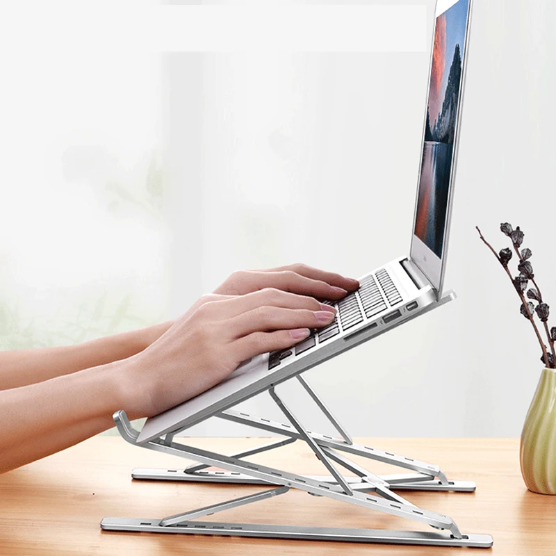 Двухслойная Алюминиевая Подставка для ноутбука 6 + 9 уровней регулируемая по высоте Портативная Складная устойчивая настольная подставка для ноутбука