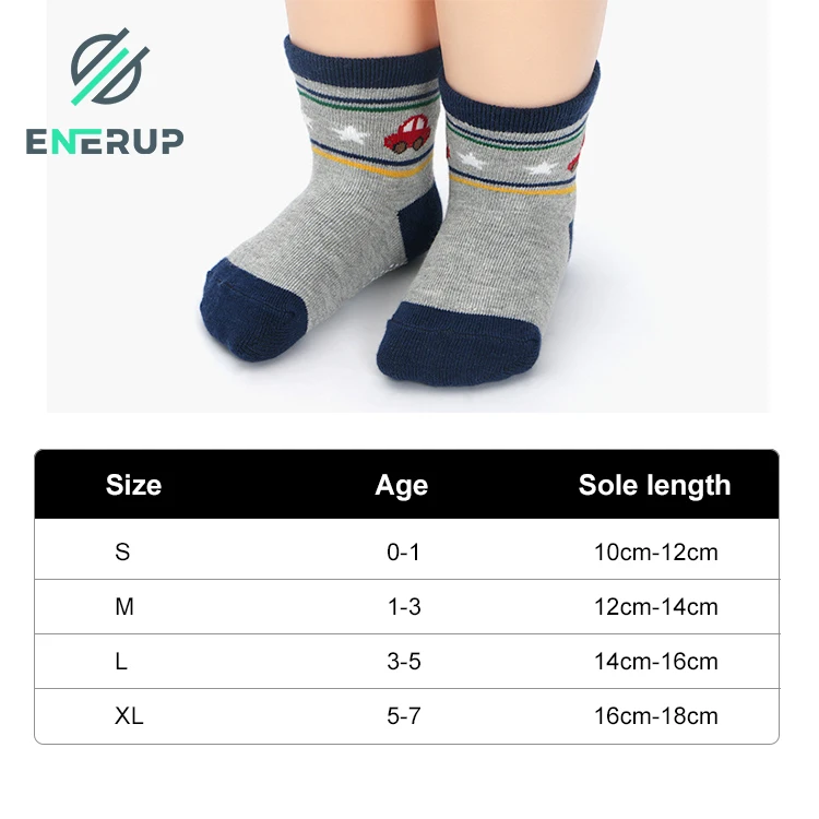Enerup Wholesale Boys Crew Sock Cotton  Cartoon Soft Keep Warm Cute Anti Slip Breathable Comfortable Socks Kids