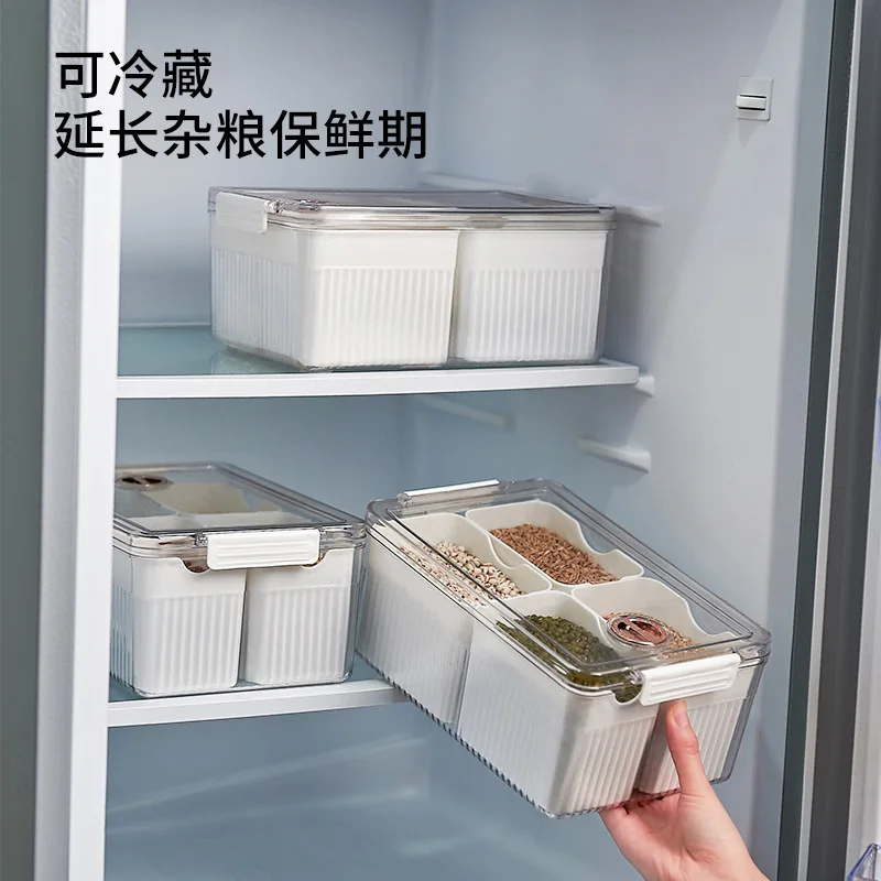 Seasoning storage box kitchen Grid division spice Food preservation Refrigerator storage box organizer