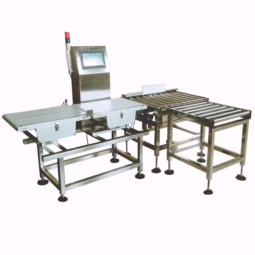 Heavy duty check weigher with rejector system for tray package frozen shrimp
