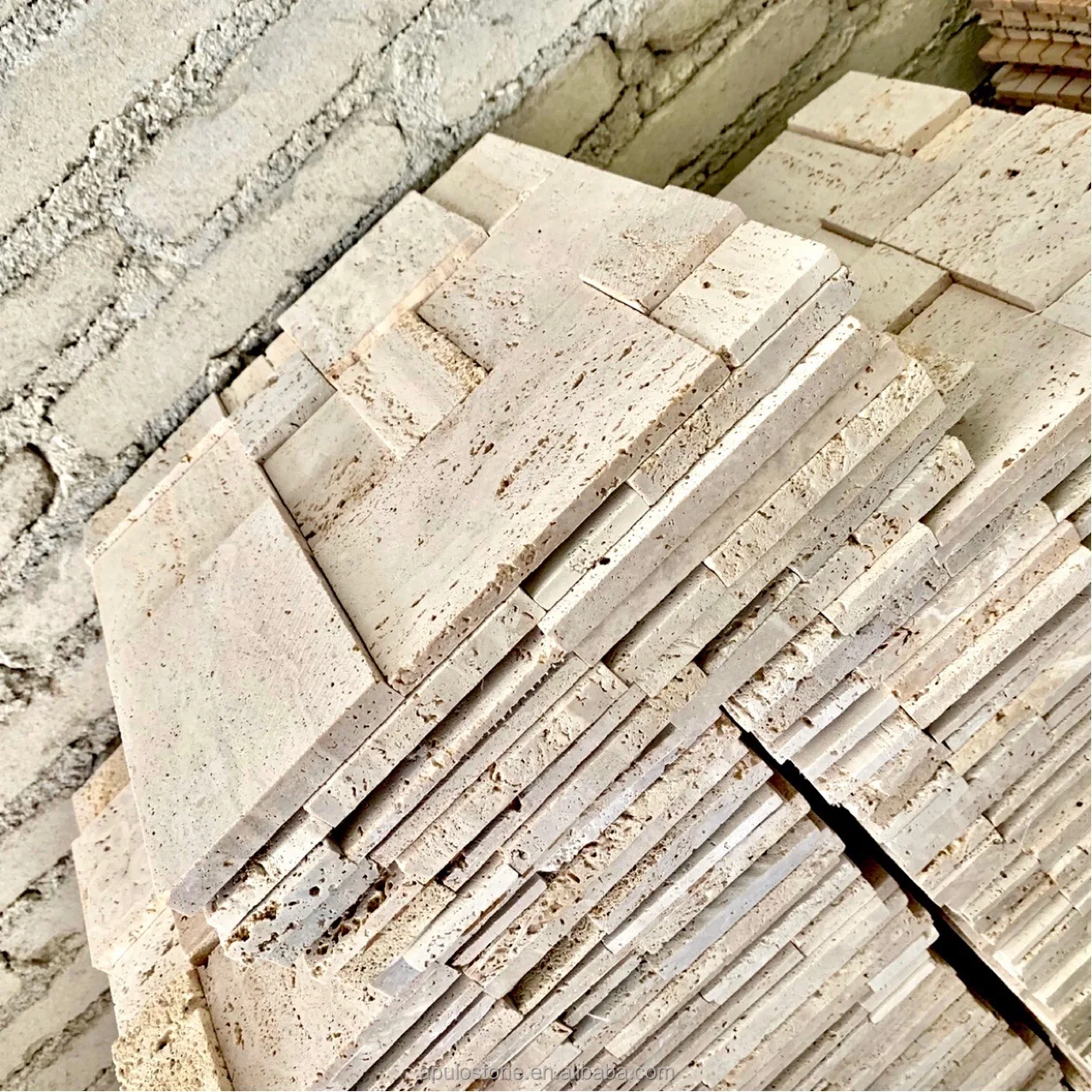 Apulo New Arrival 3D Art Natural Stone Travertine mosaic Cheap Cultural Wall Mosaic Tiles Interior Decorative