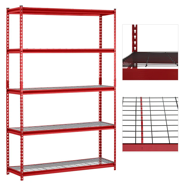 Boltless steel storage rack with 5 adjustable steel wire shelves supports up to 2,500 pounds