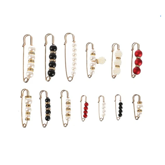 Fashion Pearl Brooch Pins Sweater Shawl Pins Safety Pins for Women Girls Clothing Dresses Accessories