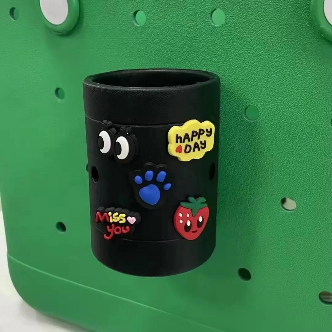 Customized Design Color Round Cup Holder Eva Beer Coke Can Cooler Storage  Tote Bag Silicone EVA Beach Accessories