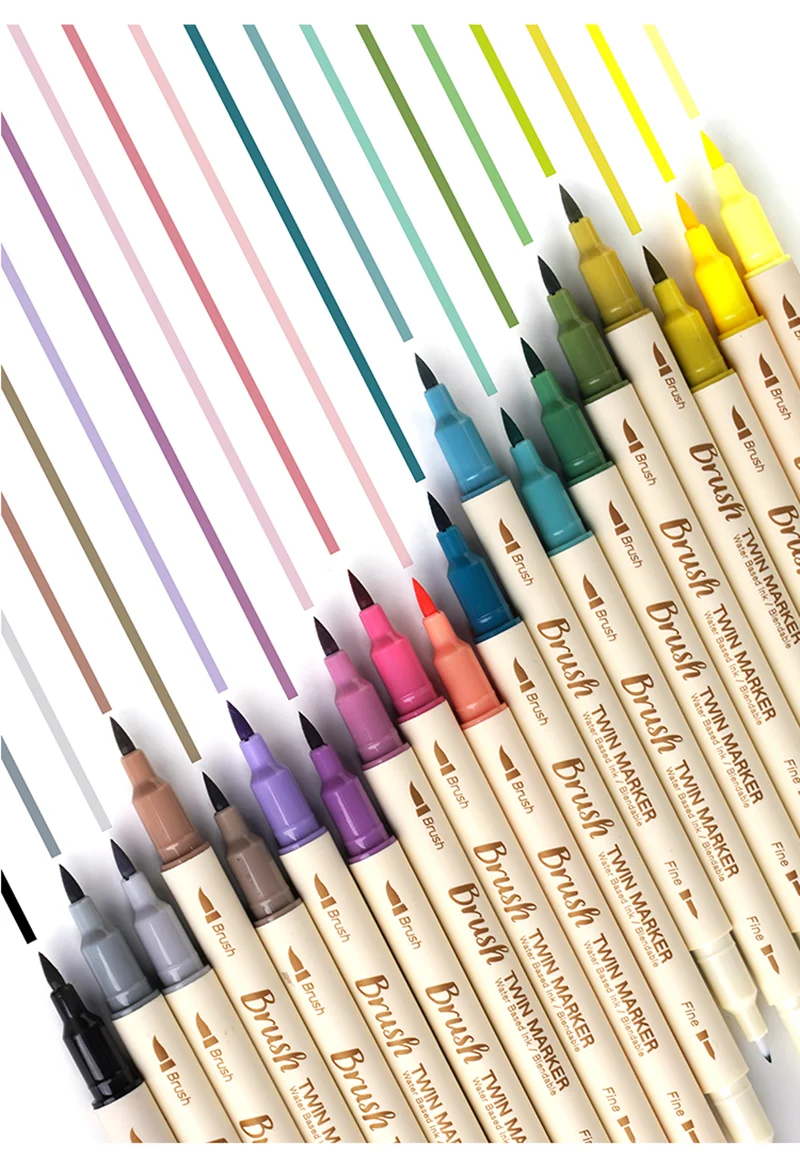 Bview Art Soft Nylon Dual Tip Watercolor Brush Pen for Artist Coloring painting Double-ended marker