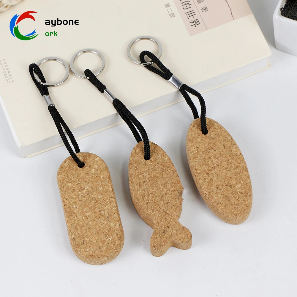 Raybone Custom Multi-Shape Cork Key Chain Eco-Friendly Key Pendant with Logo Printing for Lids Bottle Caps & Closures