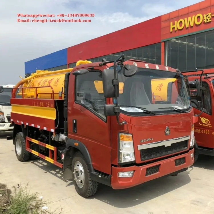 Left or right hand drive sinotruk howo 5000L 5m3 high pressure sewage suction truck
