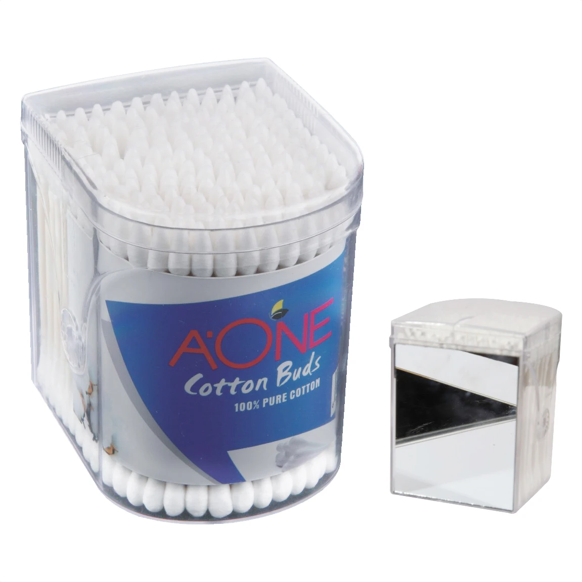 150pcs cosmetic cotton buds paper stick make up cotton swabs in box with Mirror