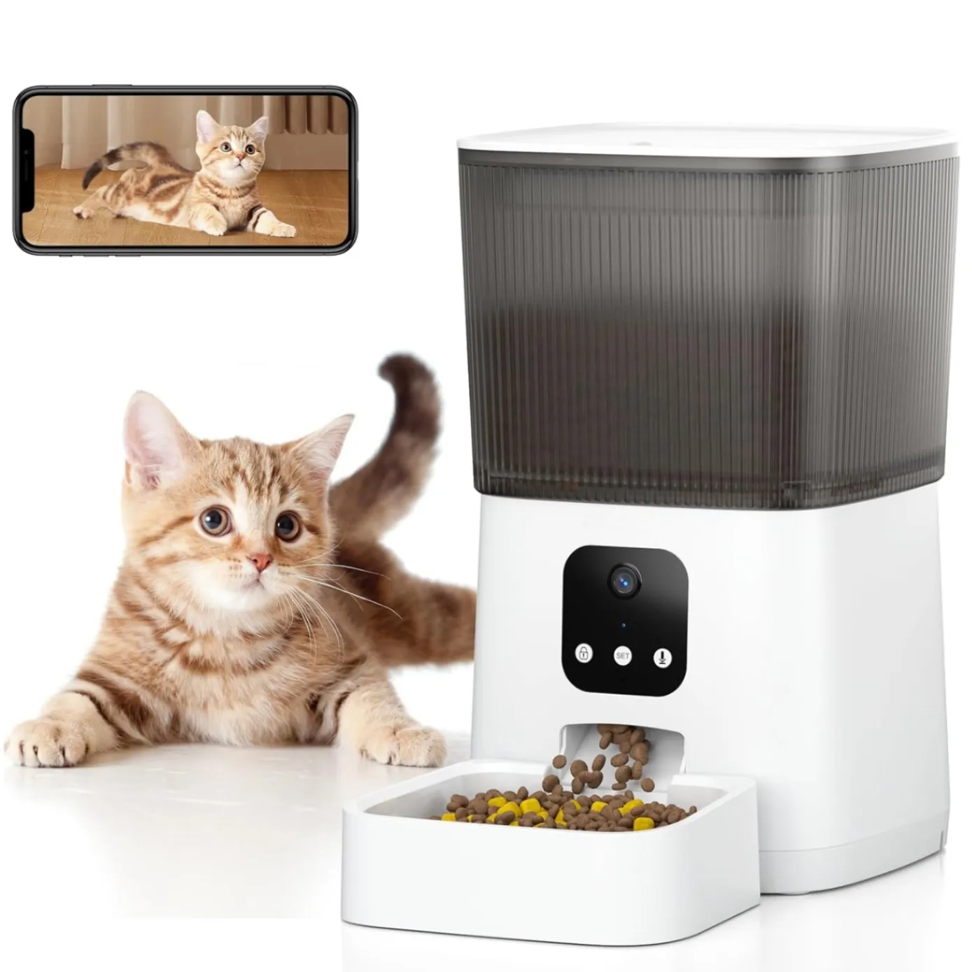 Custom Dog Cat Smart Pet Feeder Wifi Mobile Phone App Remote Control Microchip 6L Auto Pet Cat Dog Feeder