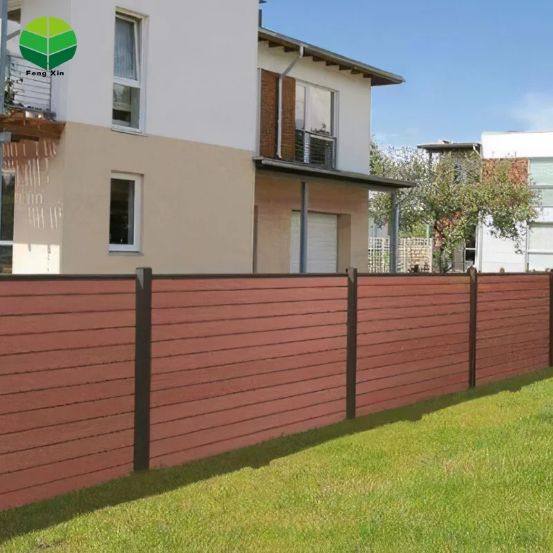 Garden WPC wood plastic composition Aluminum Balcony Privacy Fence Profile Louver Frame Bar Horizontal Slat Fencing