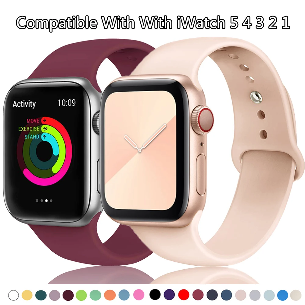 Резиновый силиконовый ремешок для смарт-часов Apple Watch 38 мм