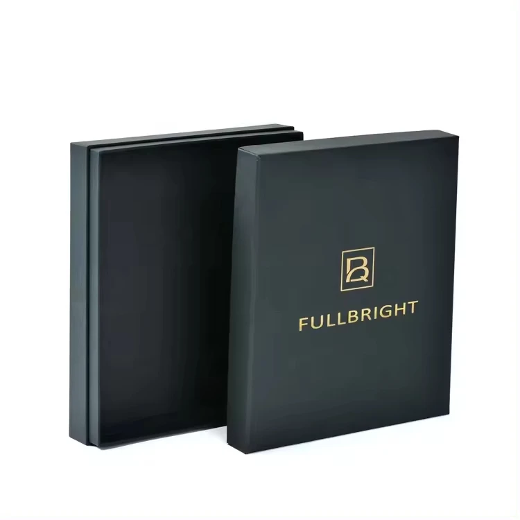Luxury Black Rigid Gift Box Cardboard Foil Lid Towel Necktie Tie Sets Leather Belt Box Packaging for Belt
