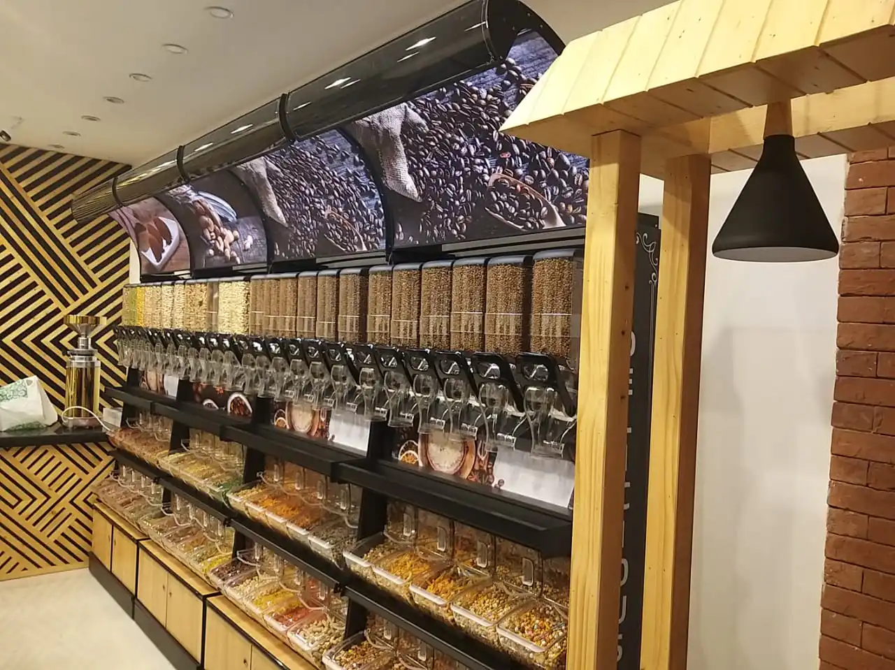 Supermarket display fixture bulk foods display shelf