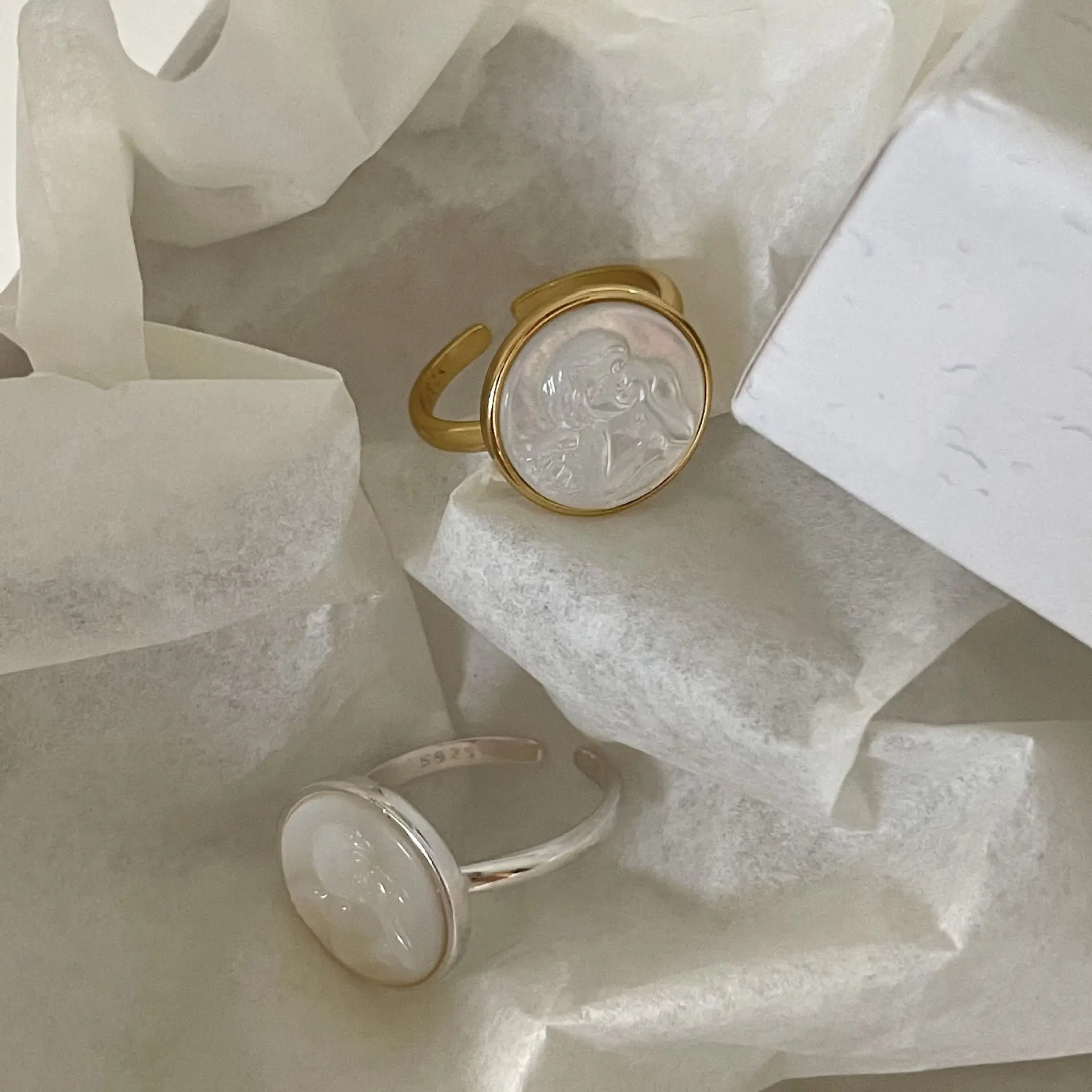 VIANRLA 925 Sterling Silver Ring Shell Angel Picture Ring Dropshipping Fashion Jewelry Rings Personalized Gifts Minimalist Style