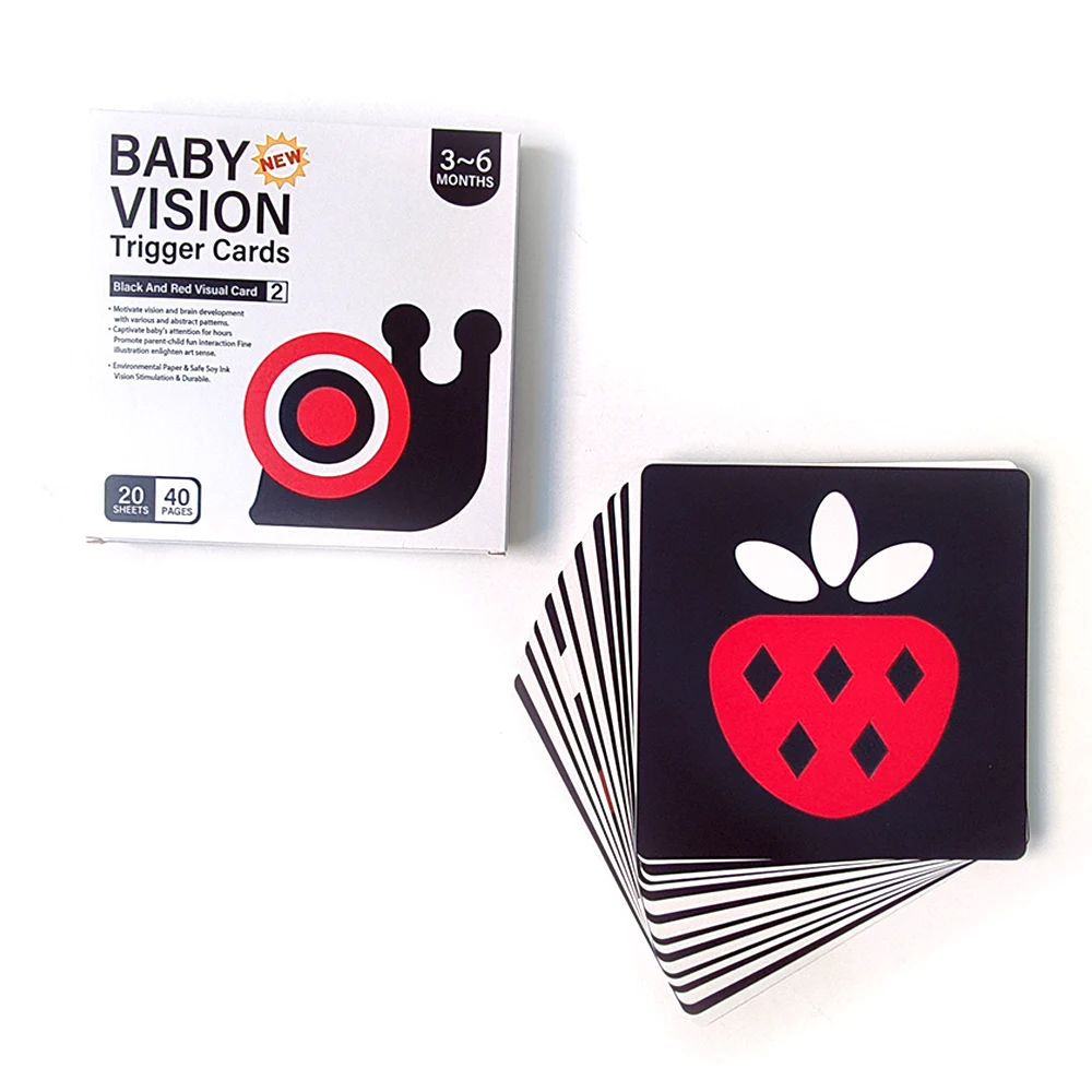 Custom parent-children interaction baby black and red visual card games flash cards/cognitive cards