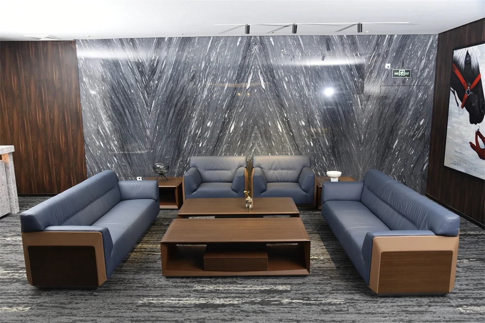 Factory Price Custom Reception Room Furniture Elegant Executive Leather Office Sofa