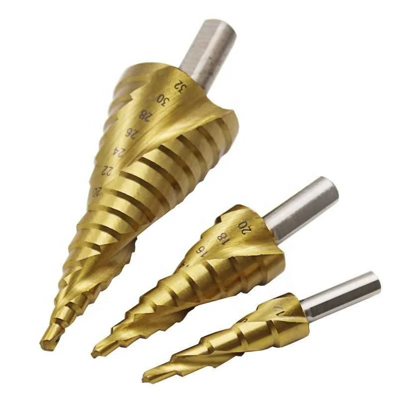 Triangle Shank Spiral Fluted Step Drill Step Drill Pagoda Drill Hole Opening And Reaming Drill Bits 4-32,4-20,4-12