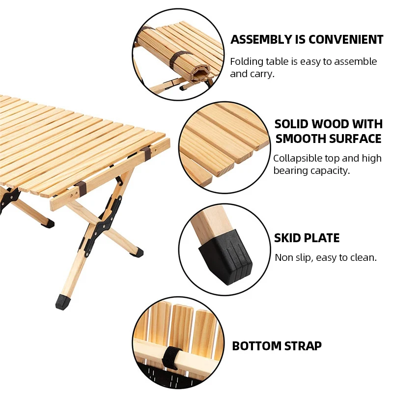 Производитель OEM, уличный Сверхлегкий складной мини-стол для пикника из алюминия и дерева для барбекю