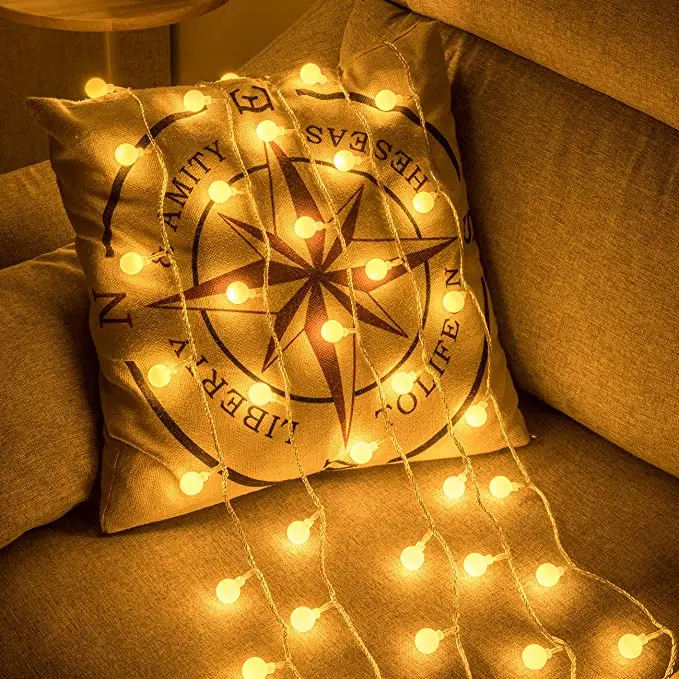 Hot Product Outdoor Indoor Decoration Marine Style White Cotton Ball Led String Light for Party Wedding Decor