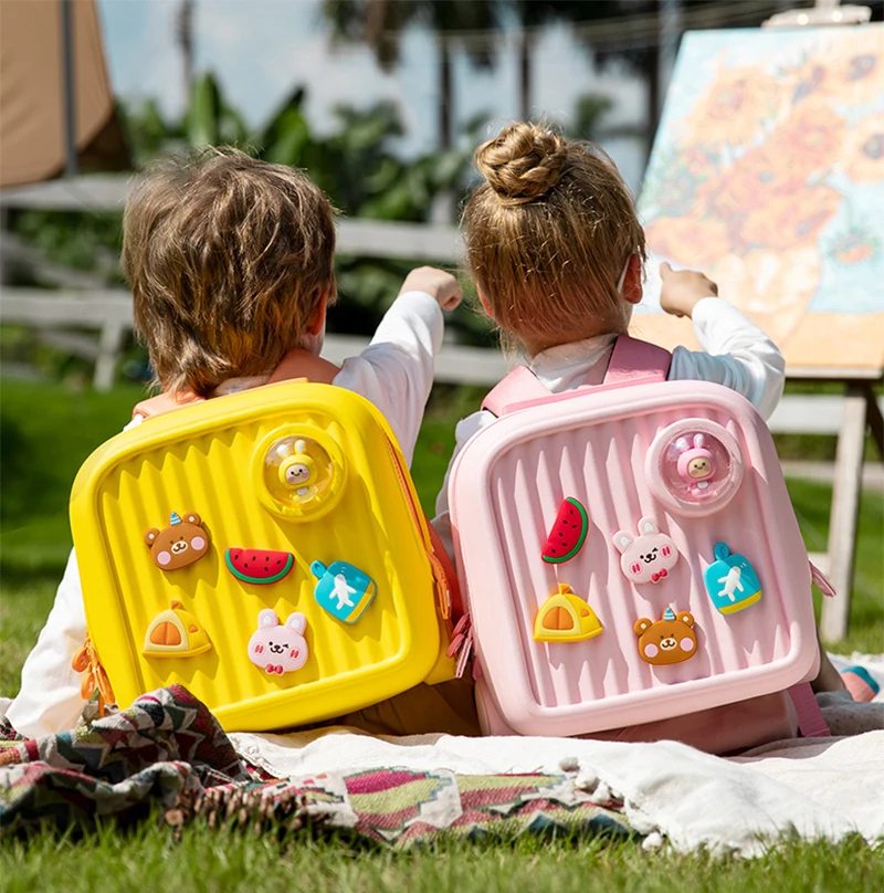 Cute Unique Eva Child box Backpack Kids Waterproof Bagpack School Bag Cartoon DIY Toddler girls Bags With Gift Box