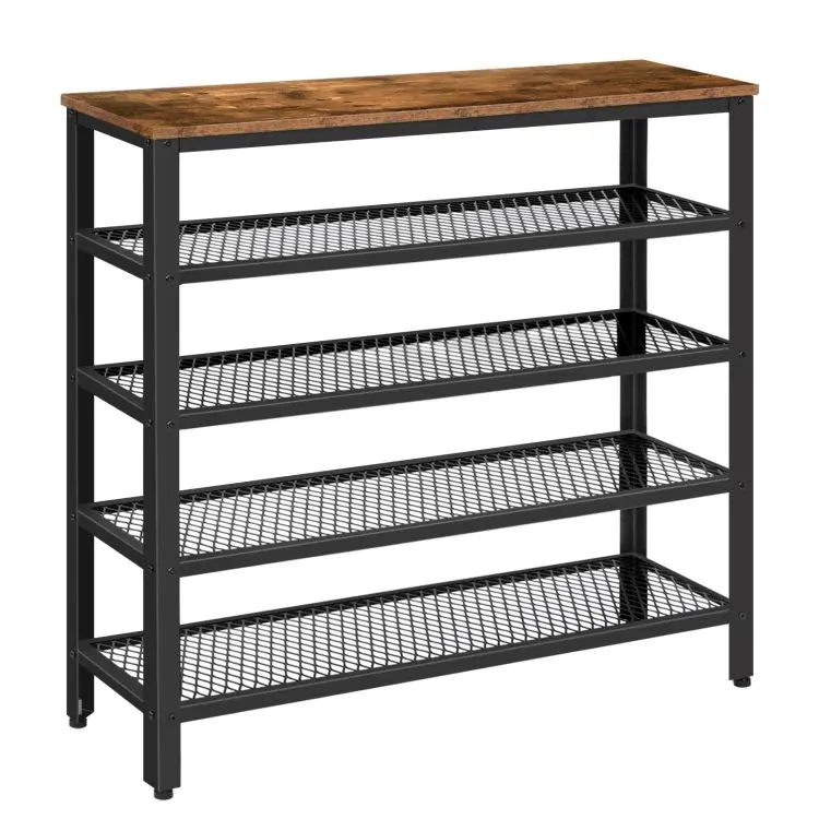 OEM Metal Iron Shoe Racks, Black Metal Shoe Storage Rack with Mesh Shelf, Iron Shoe Stand Shelf for Entryway Shoes Organizer
