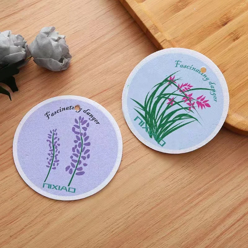Circular cartoon flowers, wood pulp, cotton sponge, compressed and non greasy brush pot, kitchen rag, dishwashing