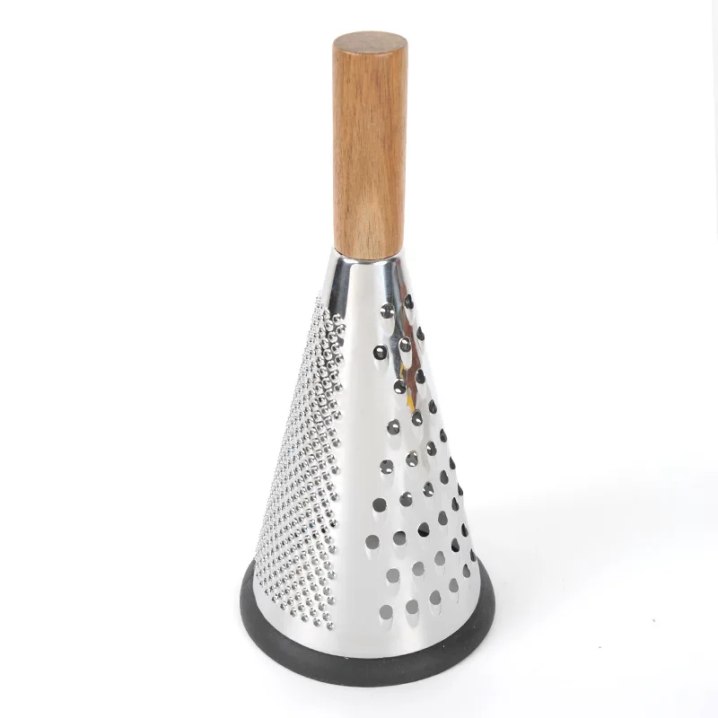 8 9 Inches Stainless Steel 3 Side Fruit Vegetable Professional Box Grater Cheese Shredder with Wood Handle