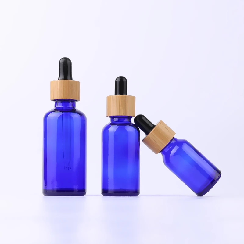 10ml 30ml 50ml European Essential Oil Container Cosmetics Glass Oil Bottle with bamboo dropper