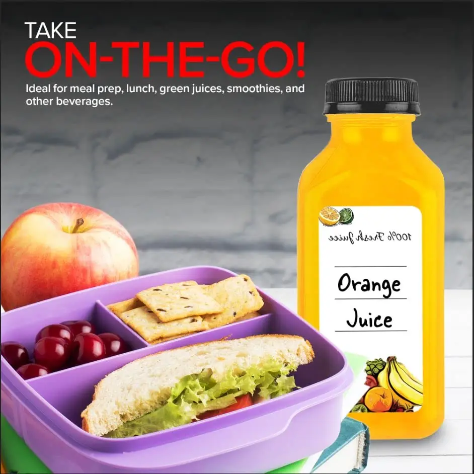 12oz Juice Plastic Bottle Beverage Square Bottle With Plastic Cap PET Plastic Bottle