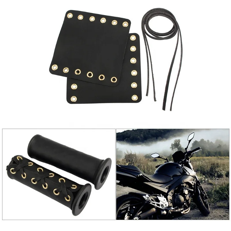 IRONDONKEY Motorcycle Handle Leather Gloves Retro Leather Detachable Bicycle Grips Other Bicycle Parts handlebars