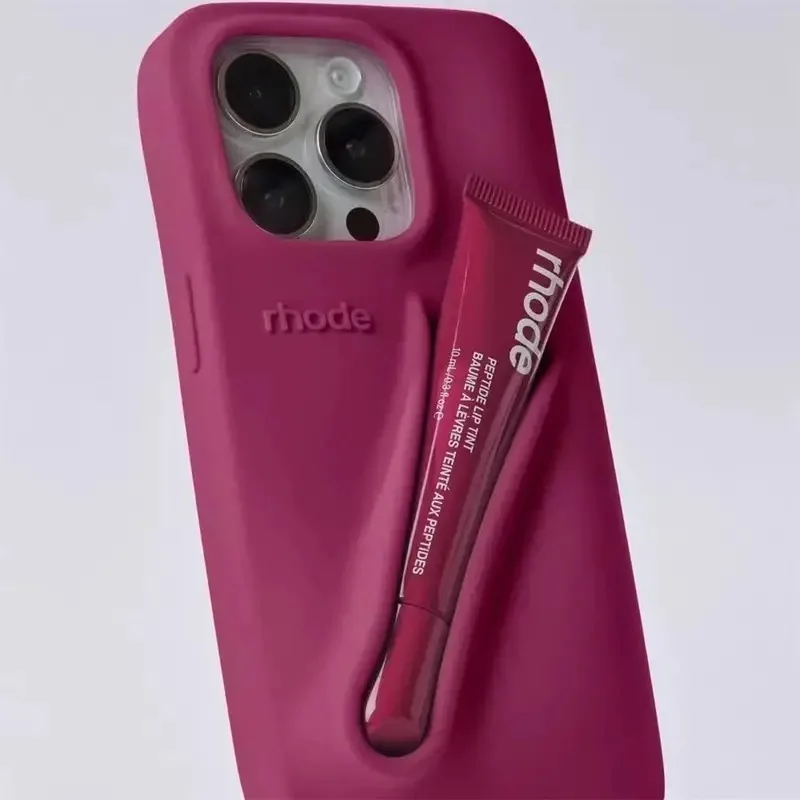 Rhode New Hailey Lip Gloss With Red Lip Glaze Phone Case For Iphone 11 12 13 14 15 16 Plus/Pro/Pro Max/Xs/Xr/Xs Max