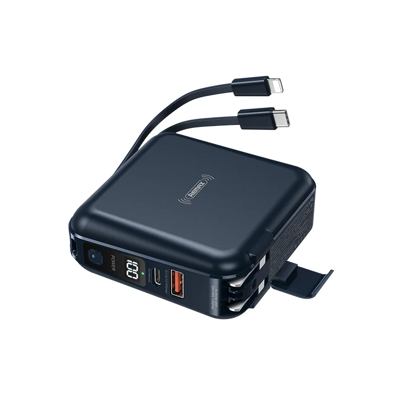  Remax RPP-145 Pd беспроводной Powerbank 10000 мАч Qc Быстрая зарядка с помощью USB-кабель вилкой Mini настенных розеток держатель Power