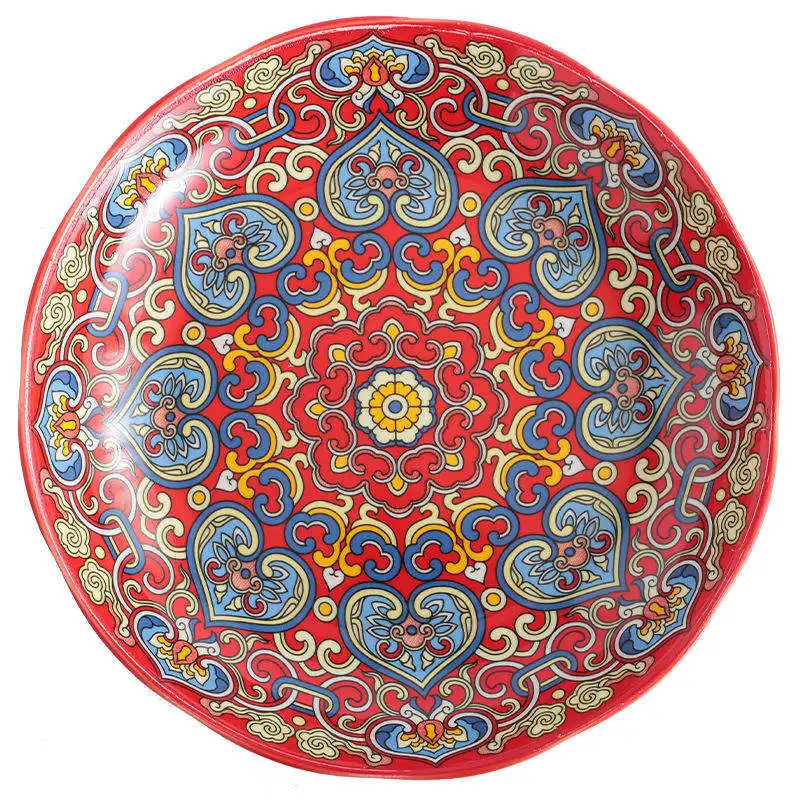 Керамическая посуда в богемном стиле с несколькими моделями, можно выбрать посуду и тарелки для свадебного домашнего обихода, наборы посуды