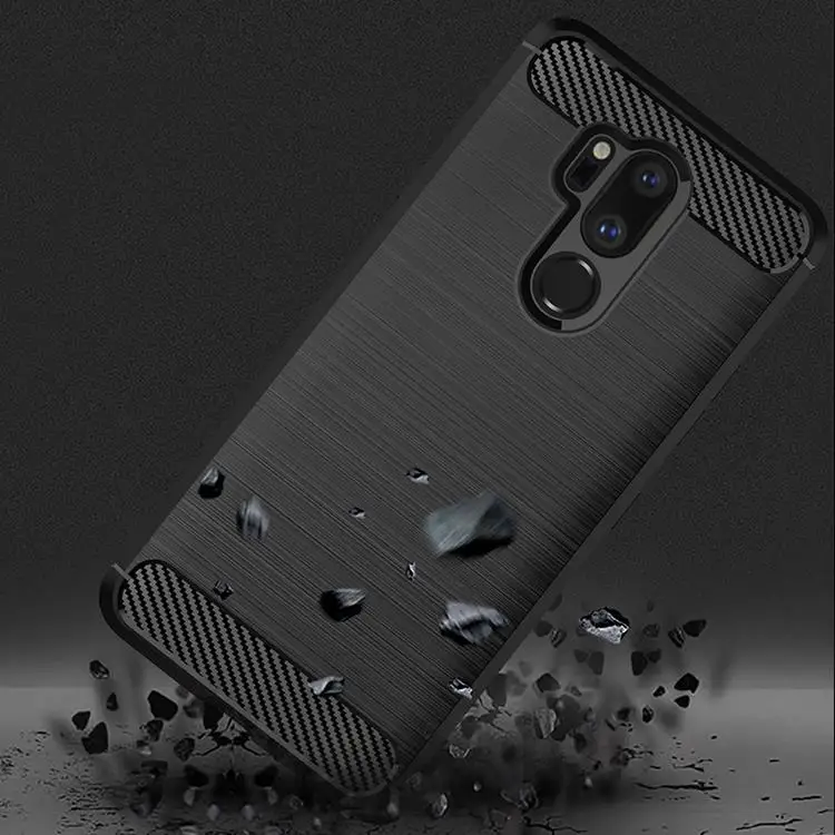 Armor Shockproof Carbon Fiber Soft TPU Back Cover Mobile Phone Case For LG velvet Reflect Prime 2 Case