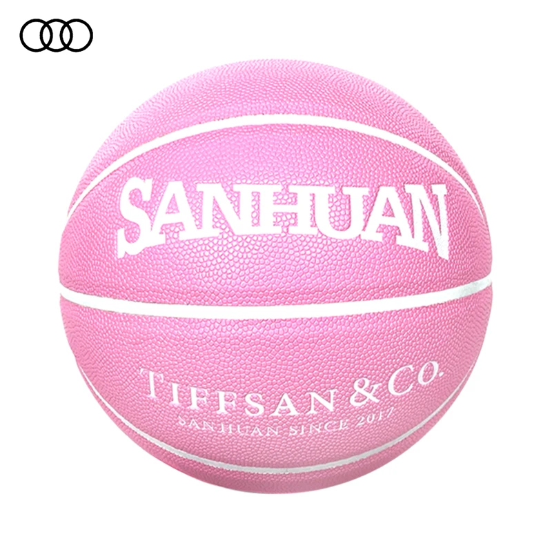 Sanhuan Pink butyl white gallbladder custom basketball Women Basketball Custom Leather Size 5 7  Basketball Ball