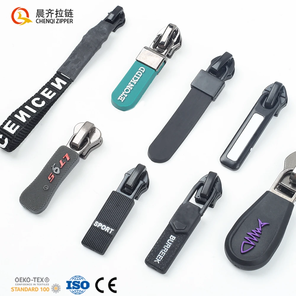 Factory Price Design Logo Custom Logo 5# 8# Colorful Pattern Injection Moulding Zipper Slider Puller Pull For Jackets