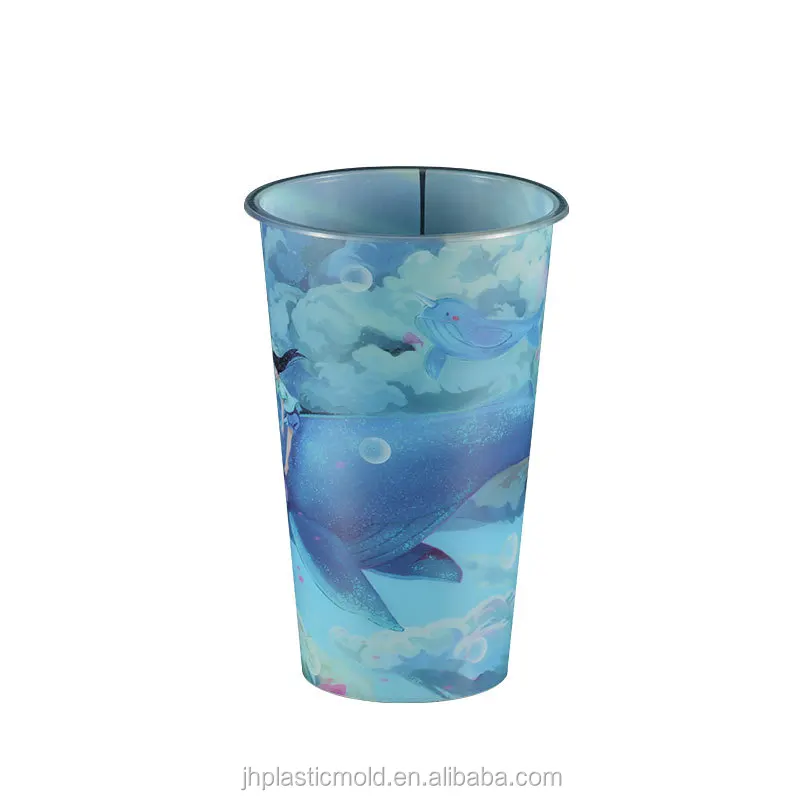 High quality 300ml IML 3D lenticular printing disposable juice tea packaging pp plastic injection moulding cups