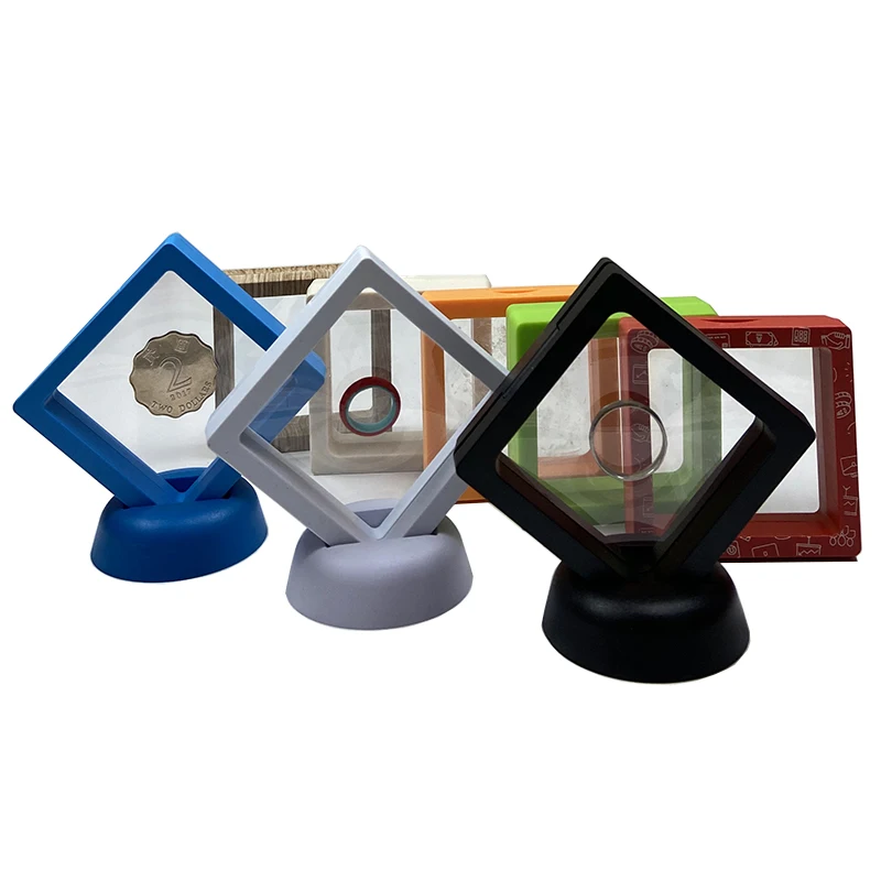 7x7x2cm black Plastic 3D suspension jewelry packaging box