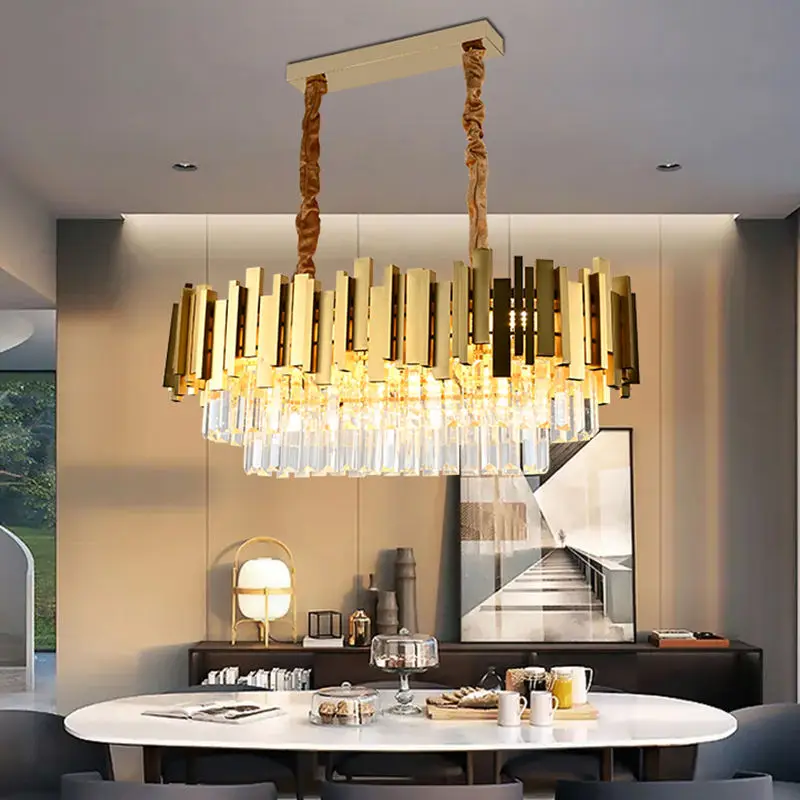 Round indoor luxury ceiling chandelier black gold home crystal modern Led Chandeliers glass Pendant lamp Lights