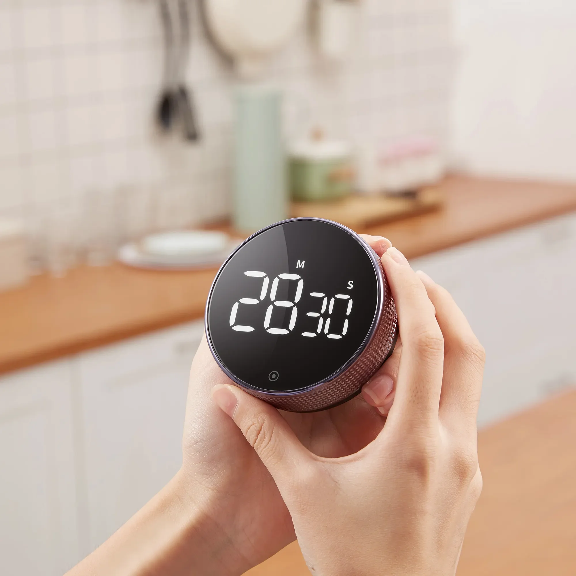 Magnetic Round Rotating Countdown Timer Cooking Study Stopwatch LED Counter Alarm Reminder