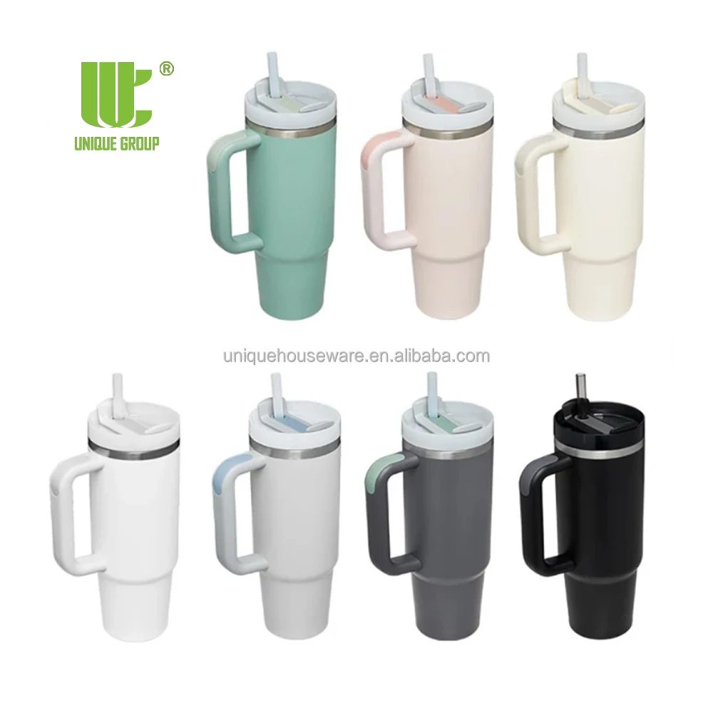 40oz Stainless Steel Thermos Vacuum Mug Thermal Cup Sublimation Tumbler with Straw and Handle