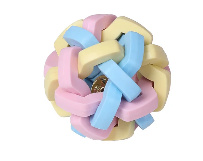 Rubber Pet Cleaning Balls Toys Ball Chew Toys Tooth Cleaning Balls Food Dog Toy with bell macroon S/M/L