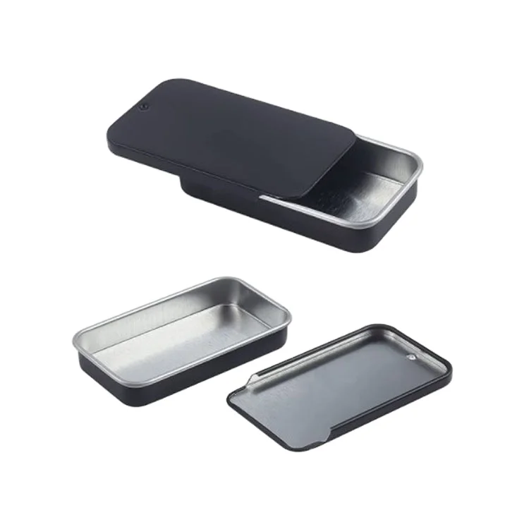 Small Rose Gold/Black Mint/Lip Balm/Solid Perfume/Soap Packaging Slide Top Metal Rectangle Tin Can/Case/Box